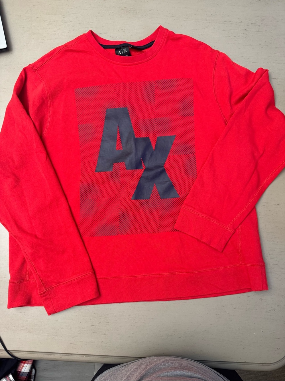 Armani Exchange Red Crewneck Sweatshirt with Navy AX Logo XXL EUC